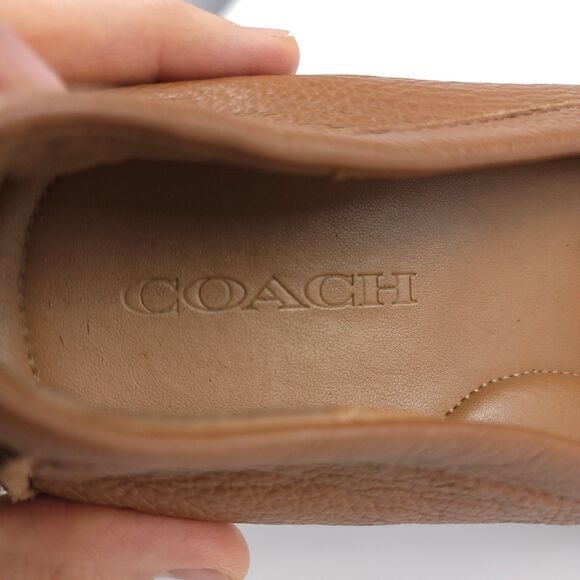 Coach Turnlock Brown Leather Arlene Slip-On Driving Loafers Old Money Luxury 9.5 - Picture 12 of 13